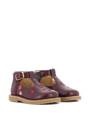Chloé Kids floral-embroidered leather booties