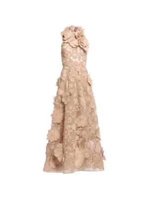 Elie Saab raffia-embroidered tulle maxi dress