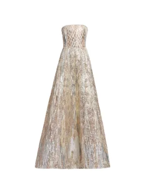 Elie Saab sequin-embellished strapless maxi dress