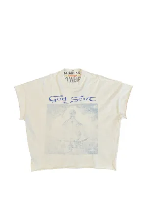 SECND SLF God Sent graphic-print cap-sleeve T-shirt